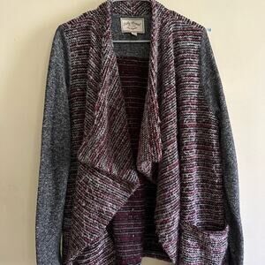 LUCKY Brand Waterfall Cardigan Chunky Knit Open Drape Sweater Wool Blend Cozy XL